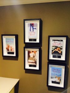 My wonderful publisher sends a shadowbox to each of their authors who sell 100,000 copies. I'd like more boxes on this wall!